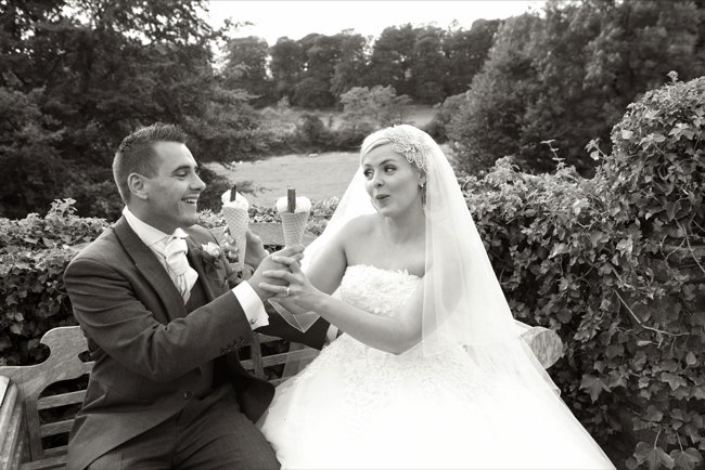 Bride & Groom Having Fun With Ice Cream Bride & Groom Having Fun With Ice Cream