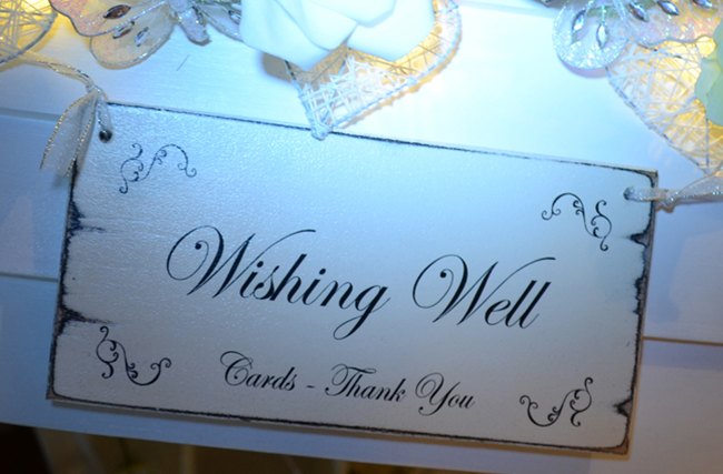 Wishing Well sign close up