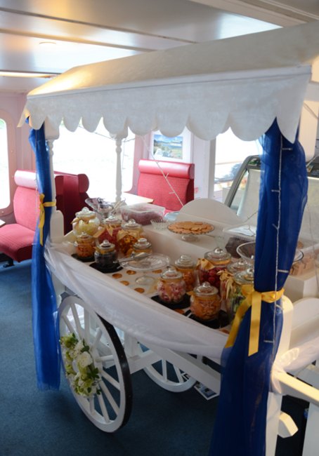 Candy Cart on board Lakeland Steamer for 60s Theme Party