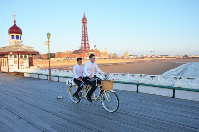 Groomsmen on Wedding Tandem