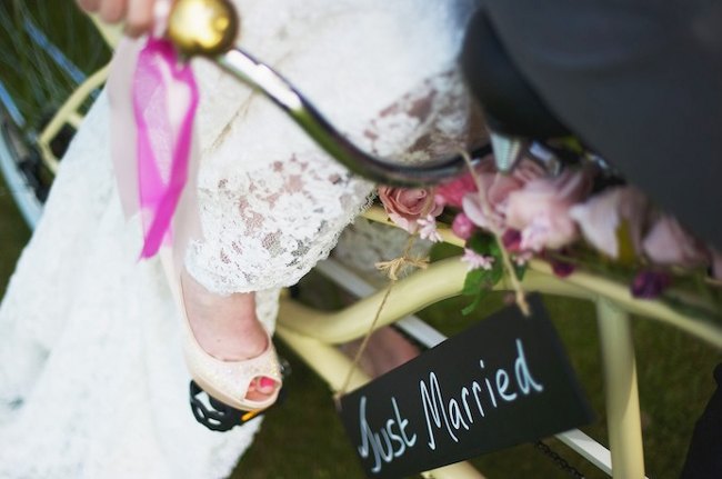 Just Married sign close up