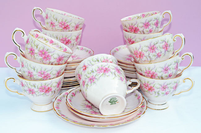 Pink Floral China Set